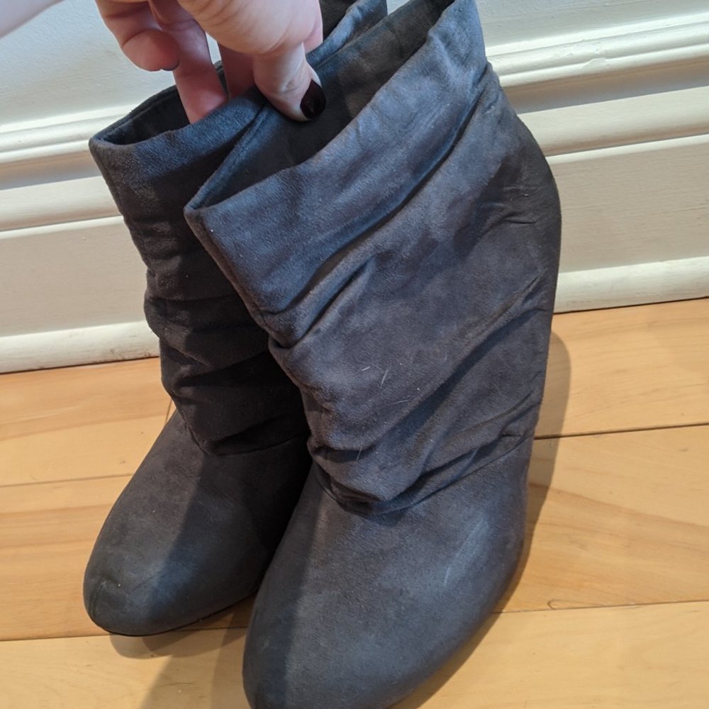 Faux suede booties